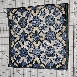 Floral Embroidered Pillow Cover 16" x 16"9.5" opening - New - Blue flower